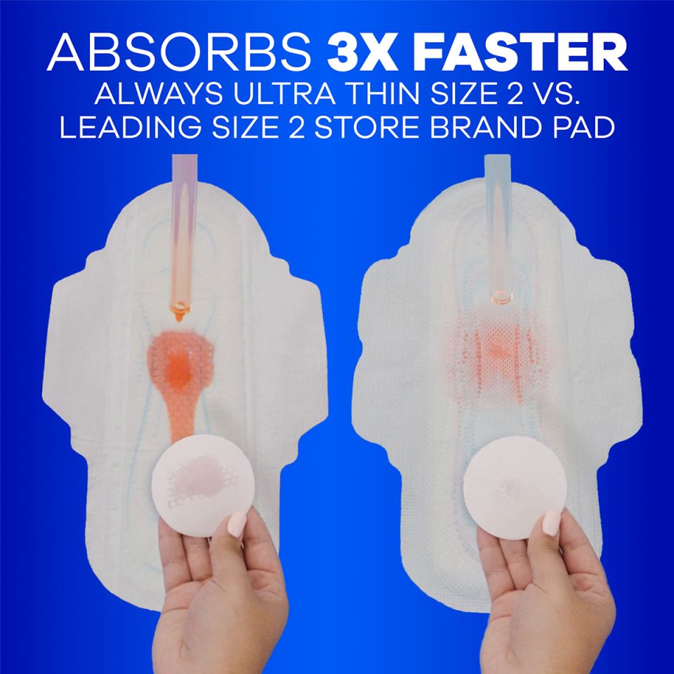 Always Ultra Thin Size 1 Regular Pads Without Wings, Unscented