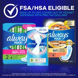 Always Maxi Size 4 Overnight Pads Without Wings, Unscented